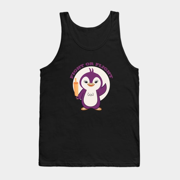 Fight or Flight Funny Penguin Pun Fight shirt Flight Meme Tank Top by Selva_design14